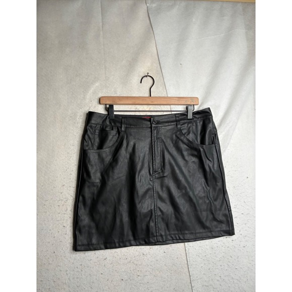 Guess Dresses & Skirts - Guess Los Angeles Tania PU Mini Skirt Jet Black Faux Leather XL Q1RD04WBMY0